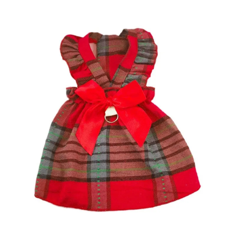 Pet Christmas Plaid Dress