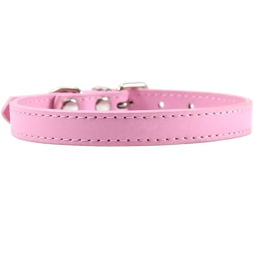 Colorful Leather Puppy Cat Collar