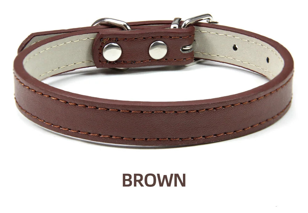 Soft Leather Solid Dog Collar