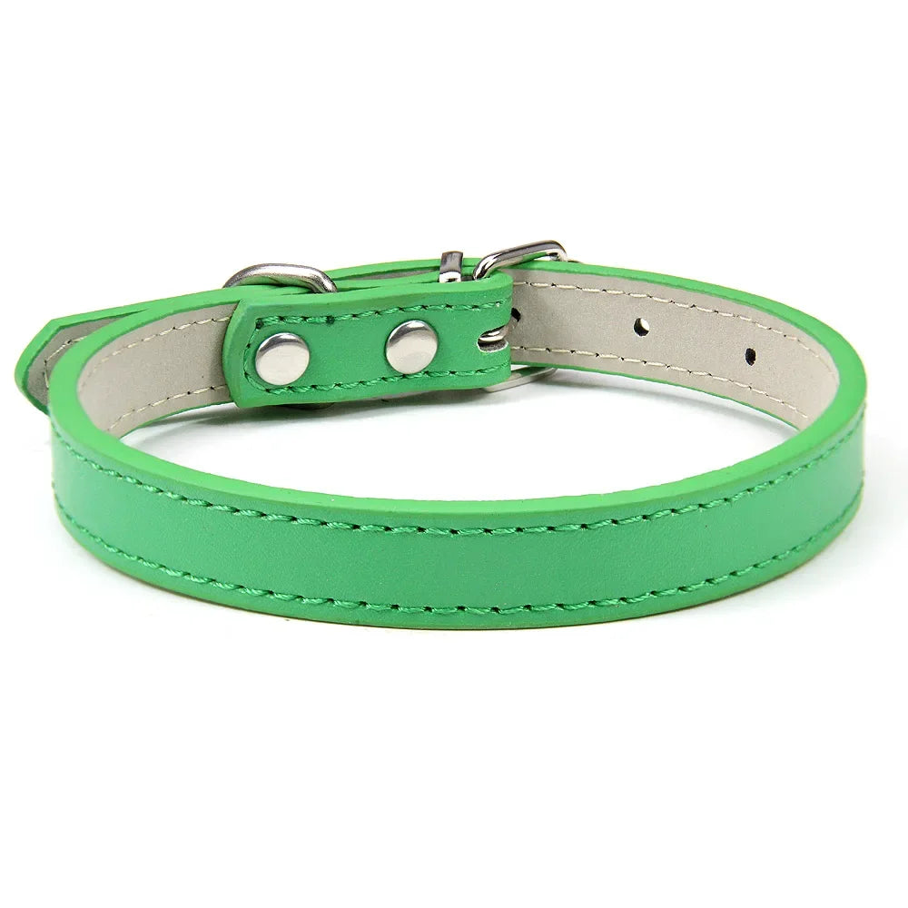 Soft Leather Solid Dog Collar