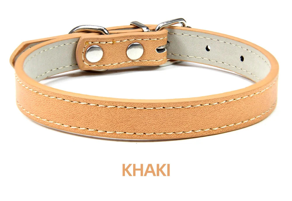 Soft Leather Solid Dog Collar