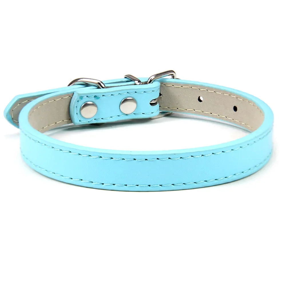 Soft Leather Solid Dog Collar