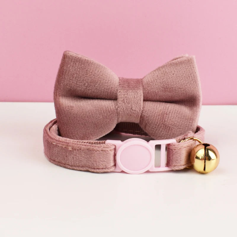 Velvet Cat Collar with Bowknot