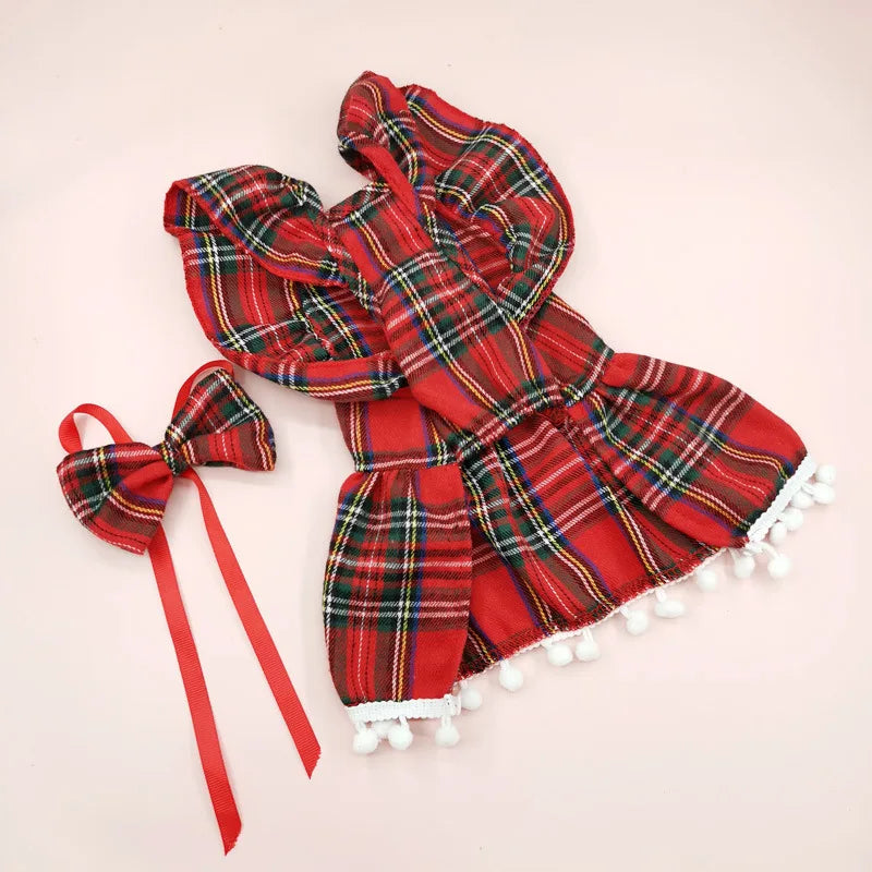 Pet Christmas Plaid Dress