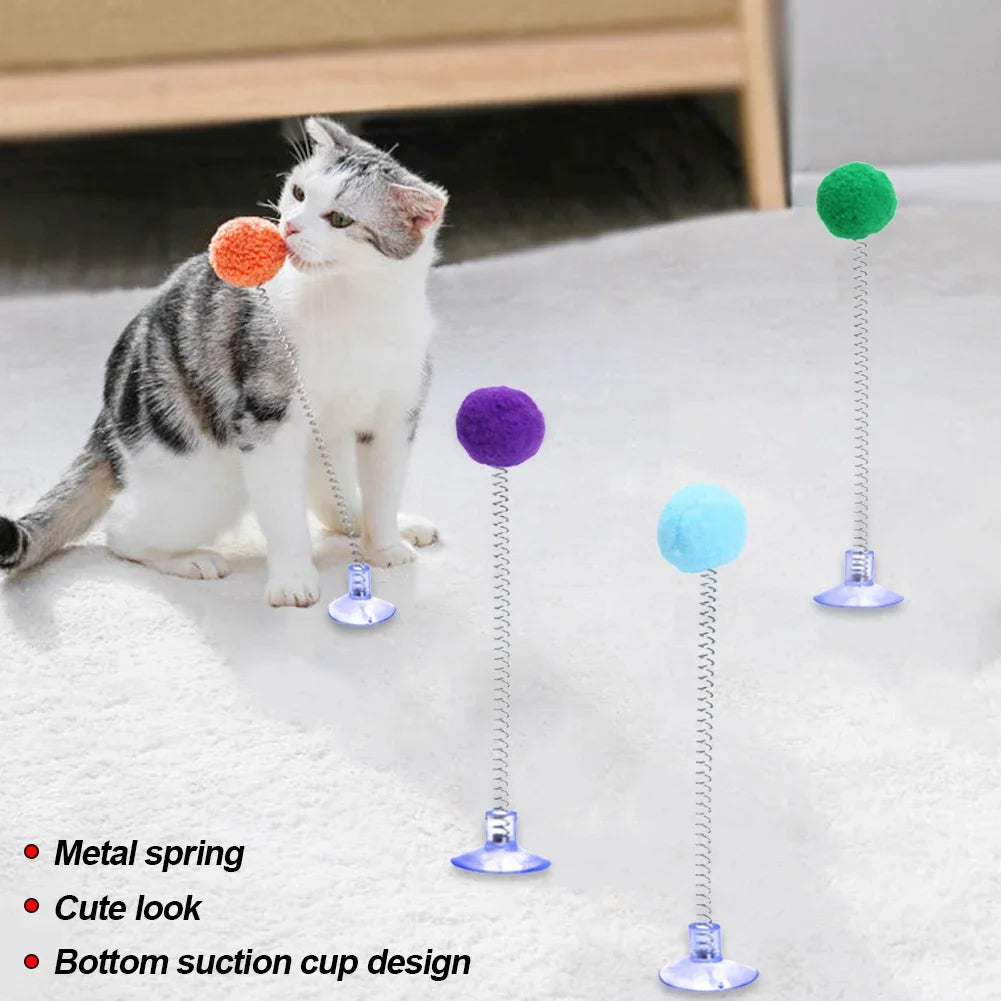 1pc Fur Ball Spring Cat Toy