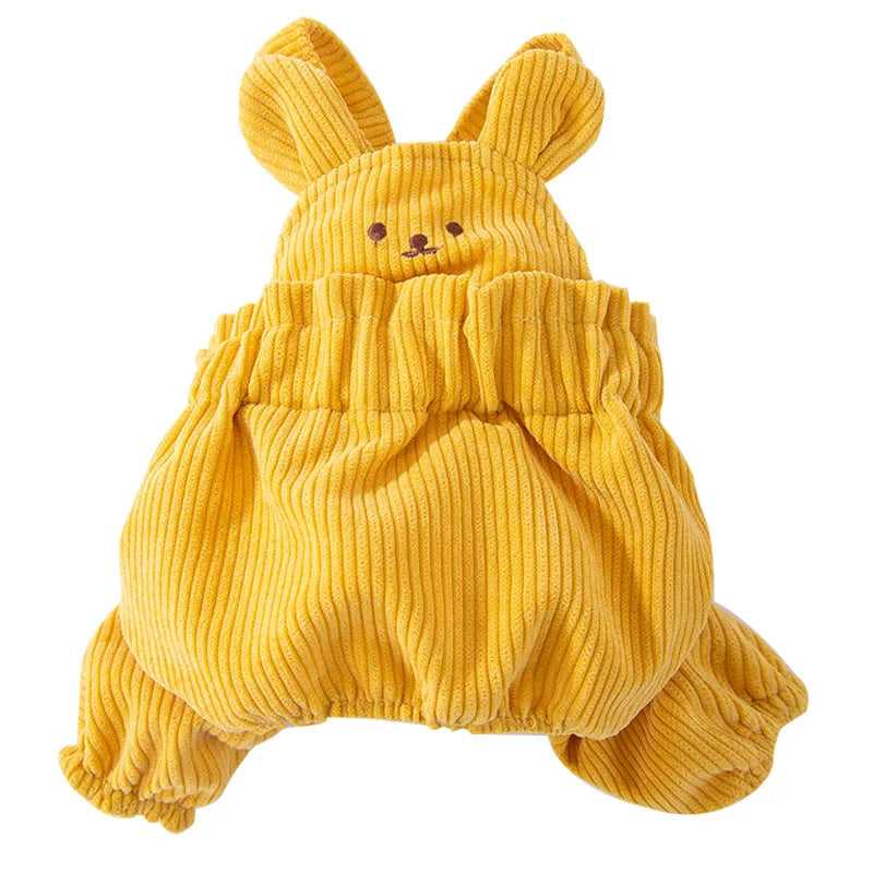 Cute Little Bear Corduroy Overalls Set