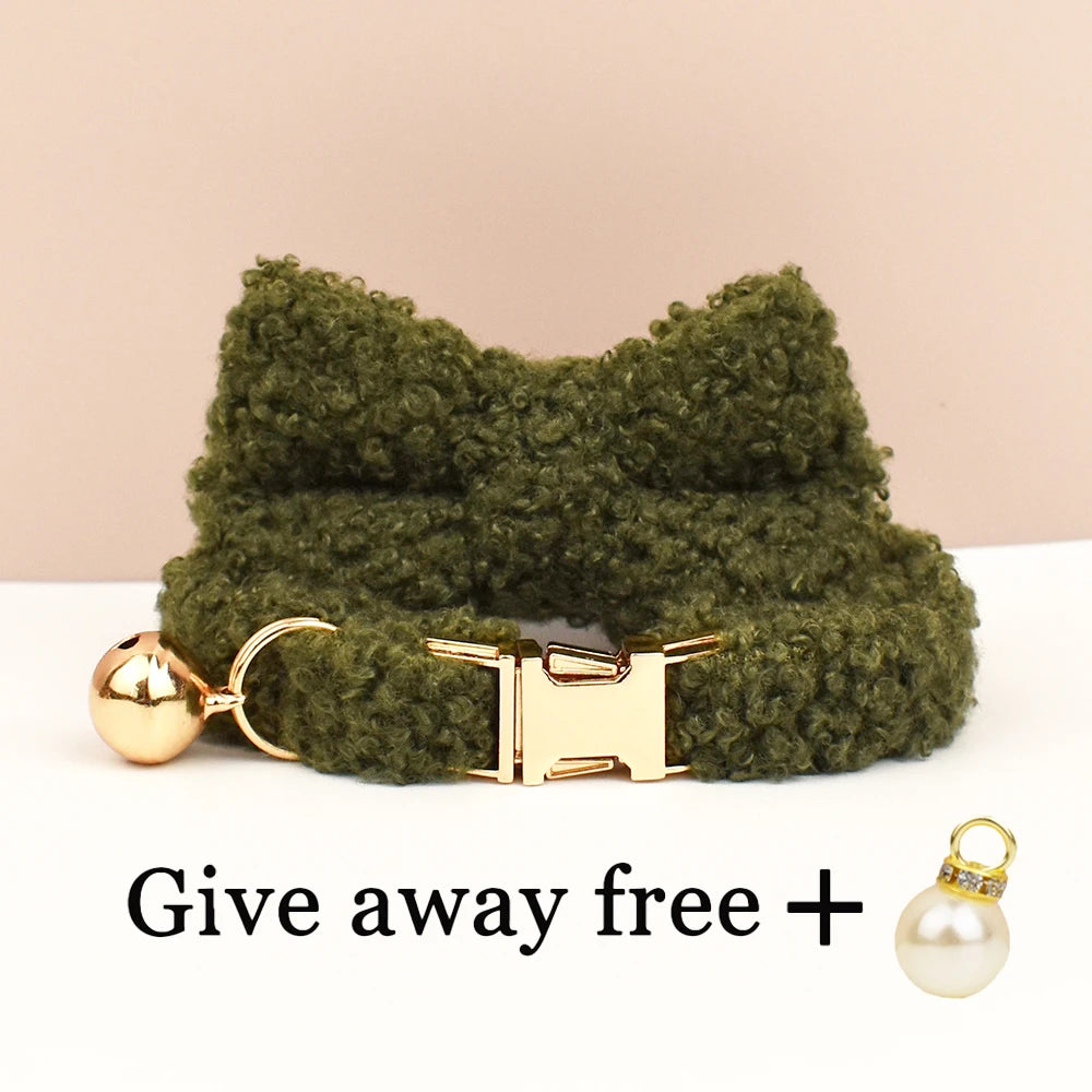 Teddy fur cat collar
