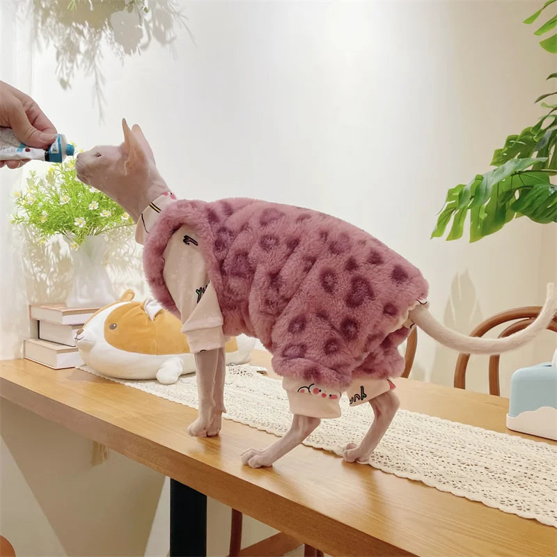 Sphynx Cat Clothing Warm Fleece 4-legged thick Coat