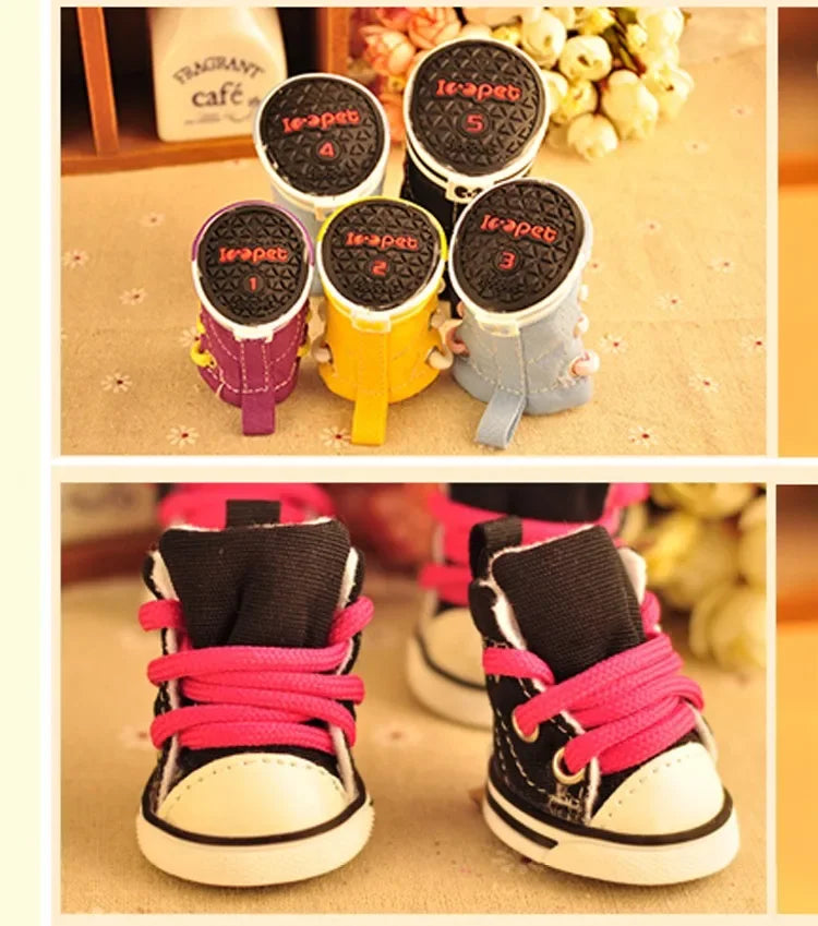 4pcs\lot Autumn Winter Outdoor warm Pet Dog Denim Shoes