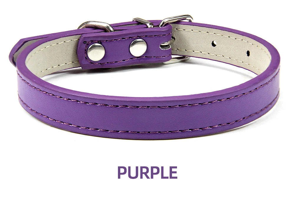 Soft Leather Solid Dog Collar