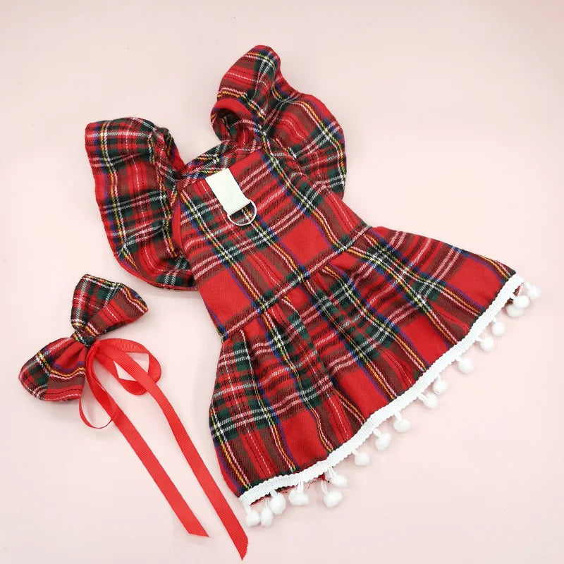 Pet Christmas Plaid Dress