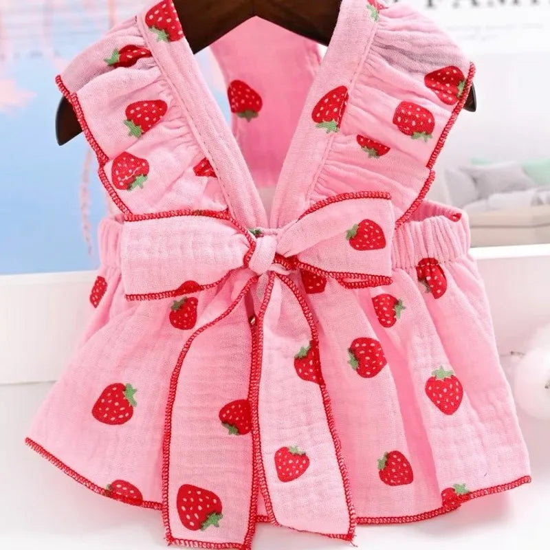 Strawberry Print Pet Dog Dress 2025