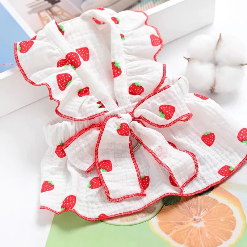 Strawberry Print Pet Dog Dress 2025