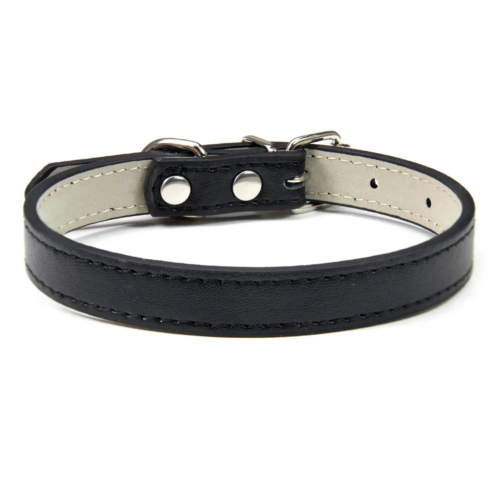 Soft Leather Solid Dog Collar