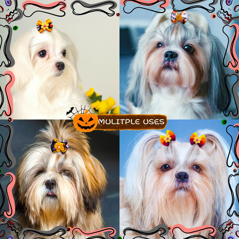 10/20/30PCS Halloween Pet Dog Bows