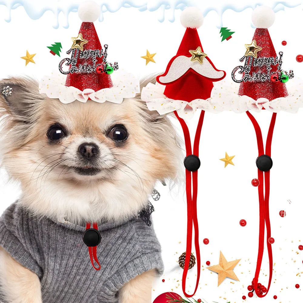 1PC Christmas Dog Caps With Elastic Bands