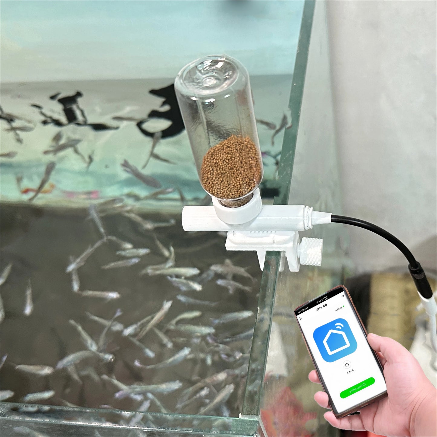 Fish tank feeder Mobile phone remote contro
