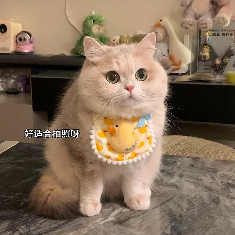 1pc Pet Cat Bib Little Yellow Duck Pet Scarf