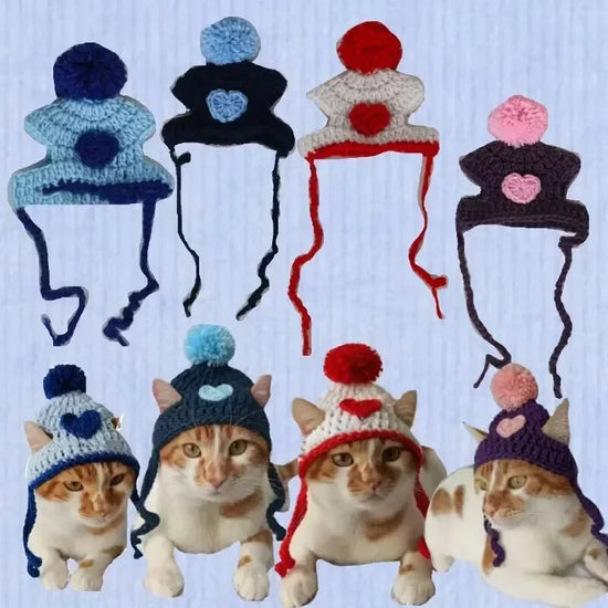 Cute Crochet Pet Hat with Wool Ball