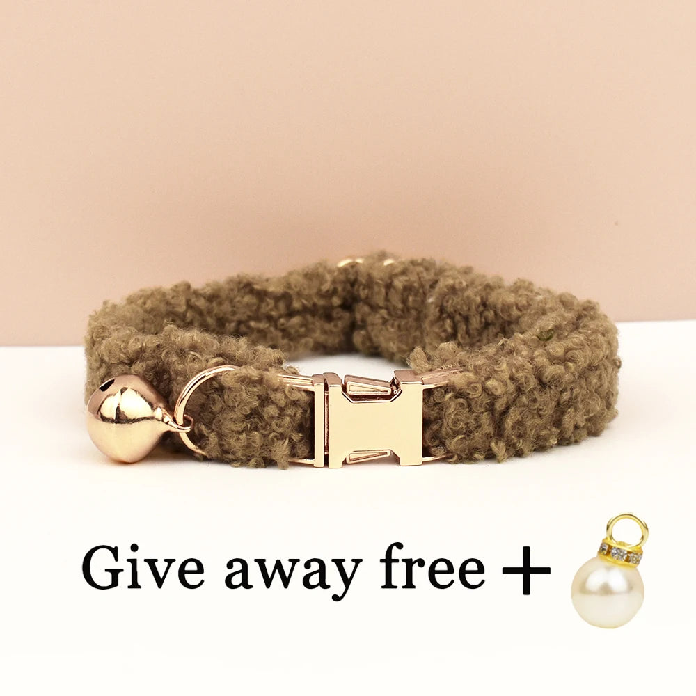 Teddy fur cat collar