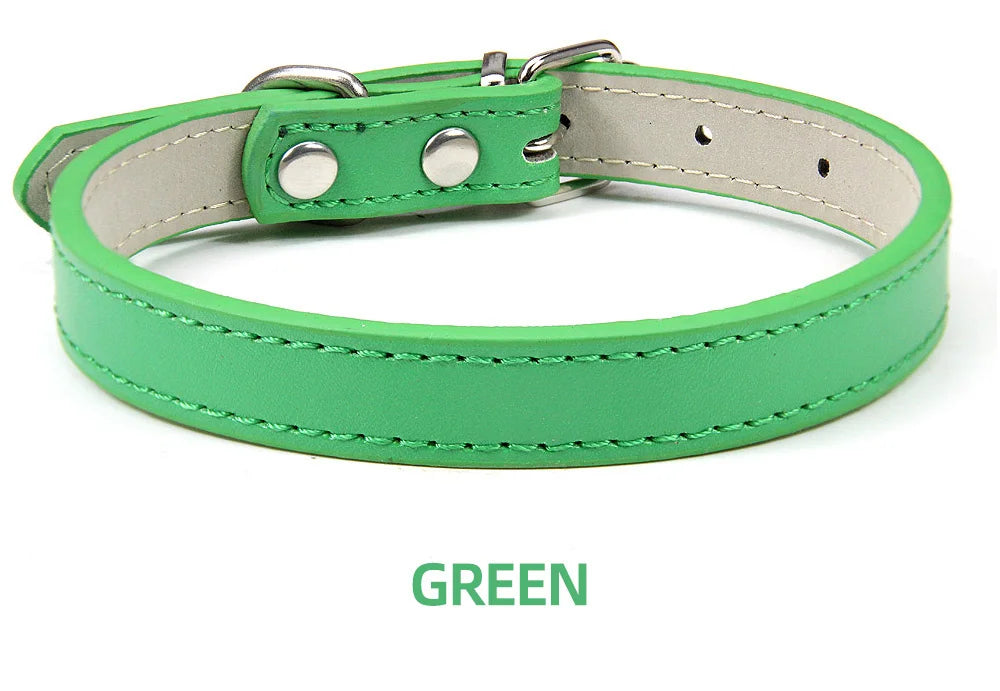 Soft Leather Solid Dog Collar