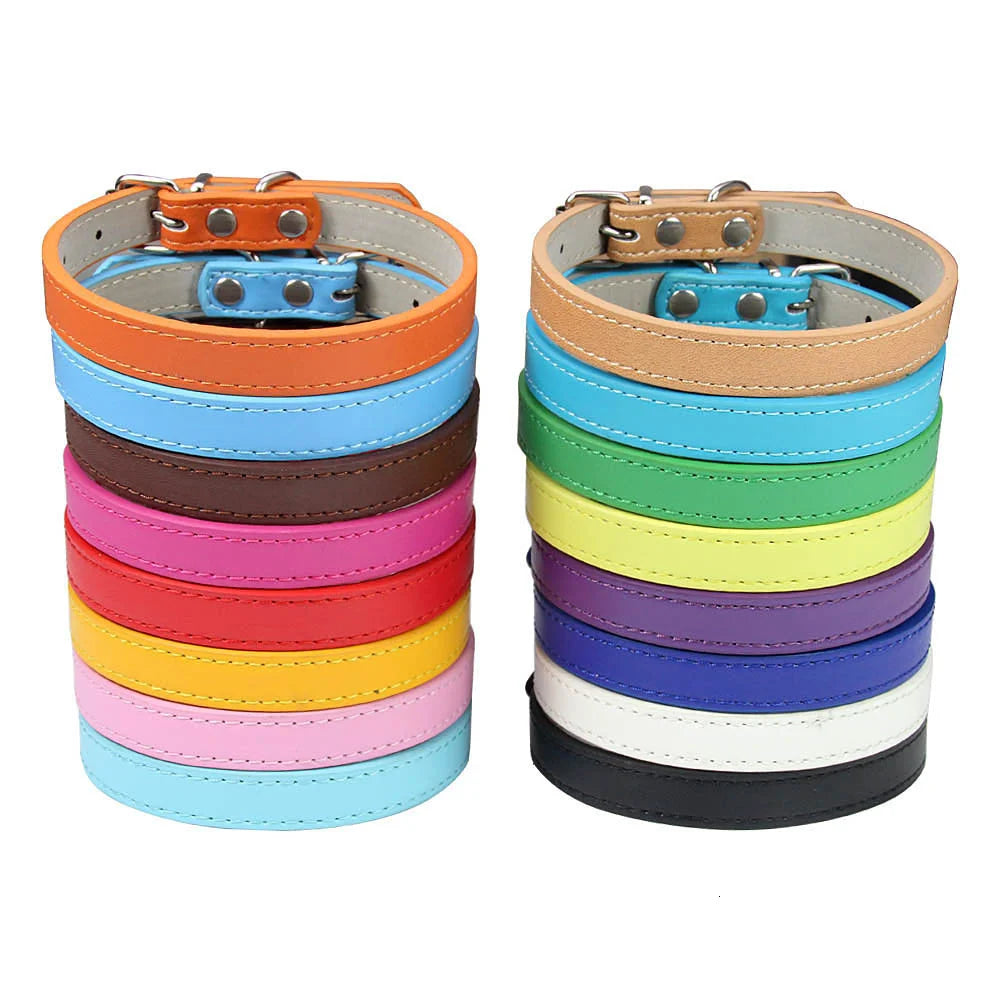 Soft Leather Solid Dog Collar