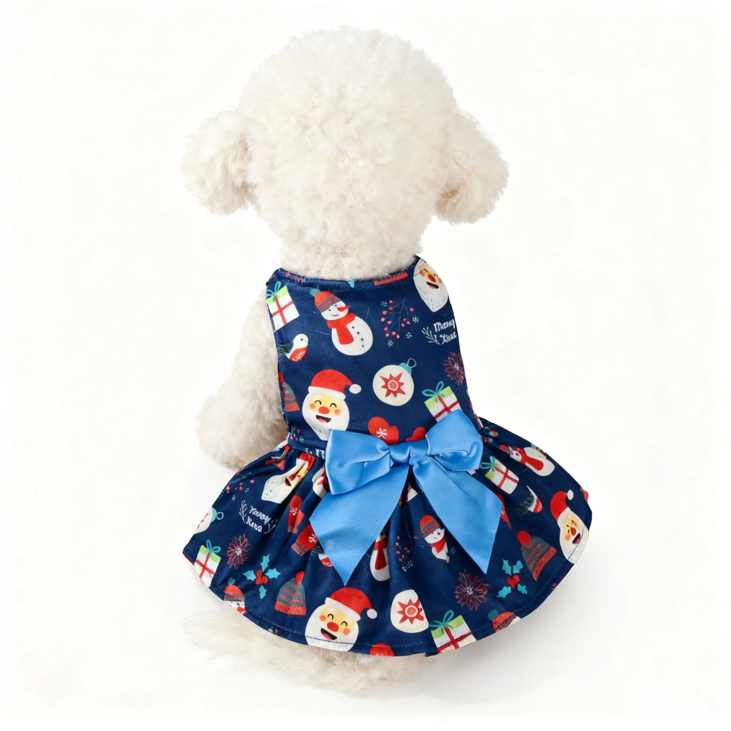 Christmas Dog Dress with Bow