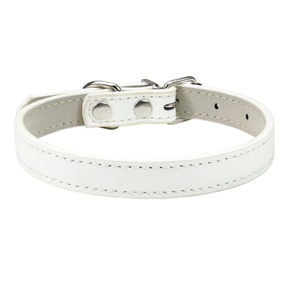Soft Leather Solid Dog Collar