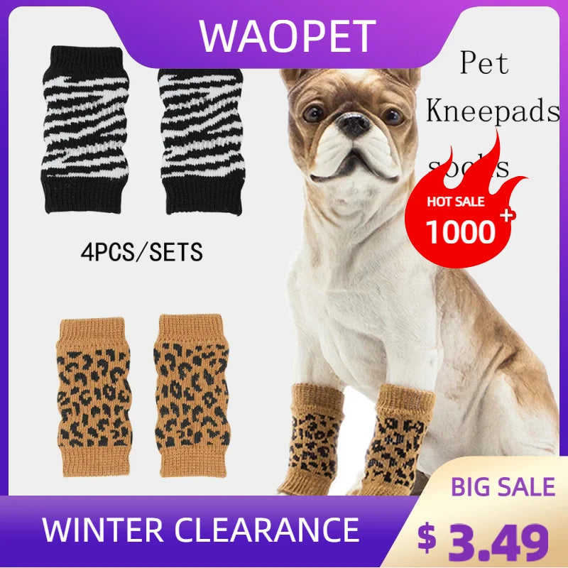 4Pc/Set Pet Dog Cat Winter Knitted Leg Warmers