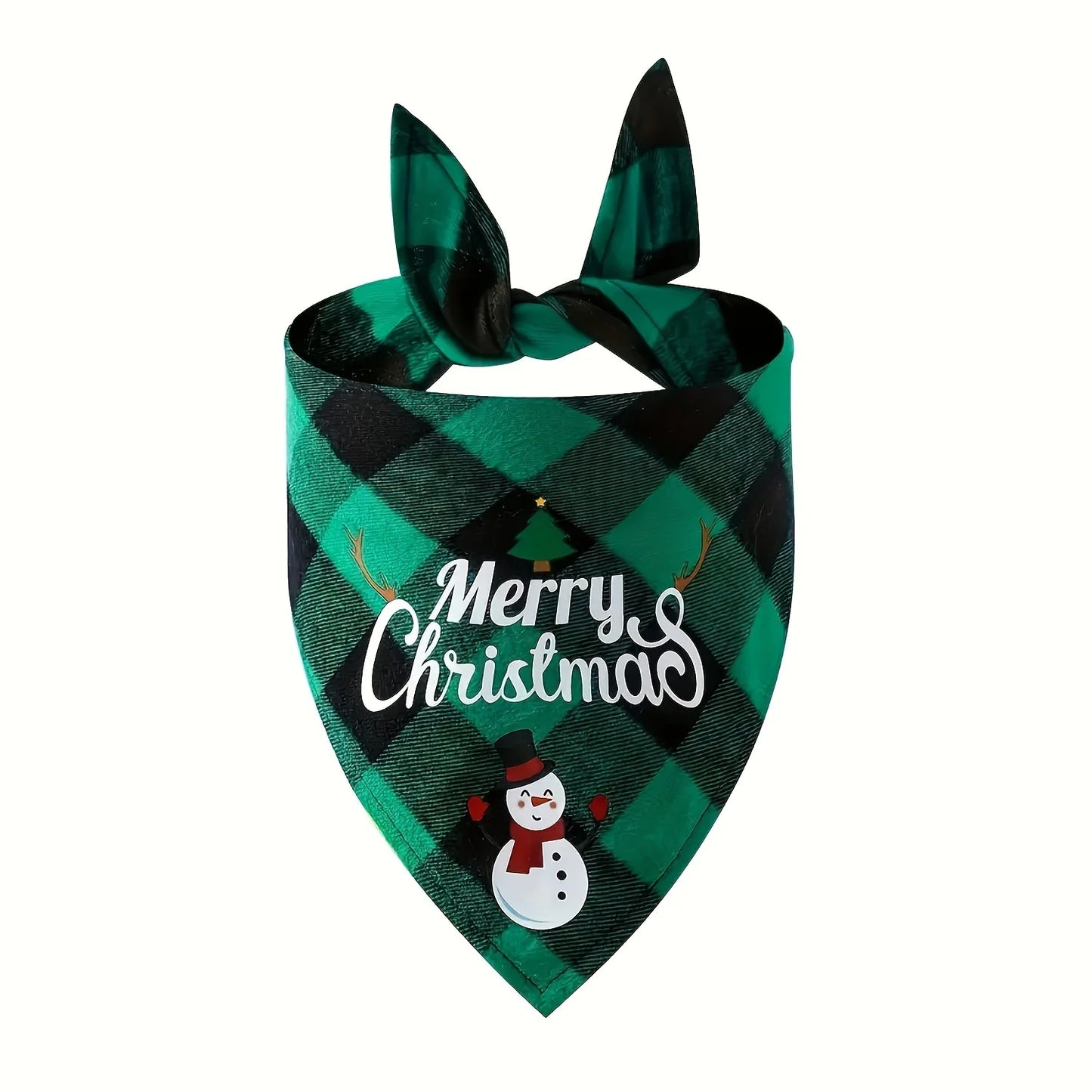 Christmas Dog Bandana with Santa & Snowman Design
