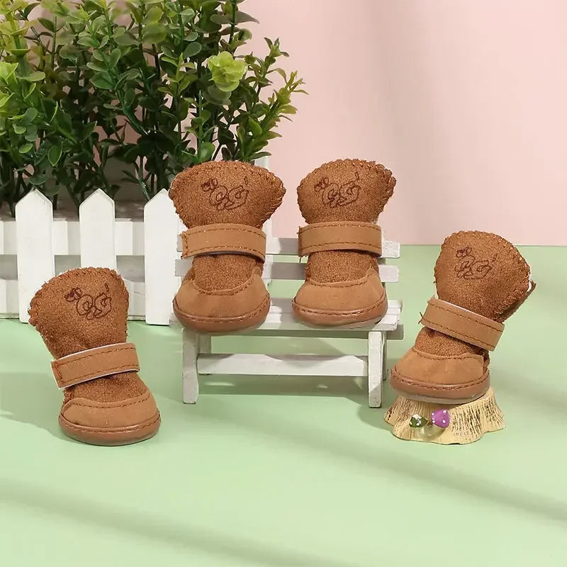 4pcs\lot Autumn Winter Outdoor warm Pet Dog Denim Shoes