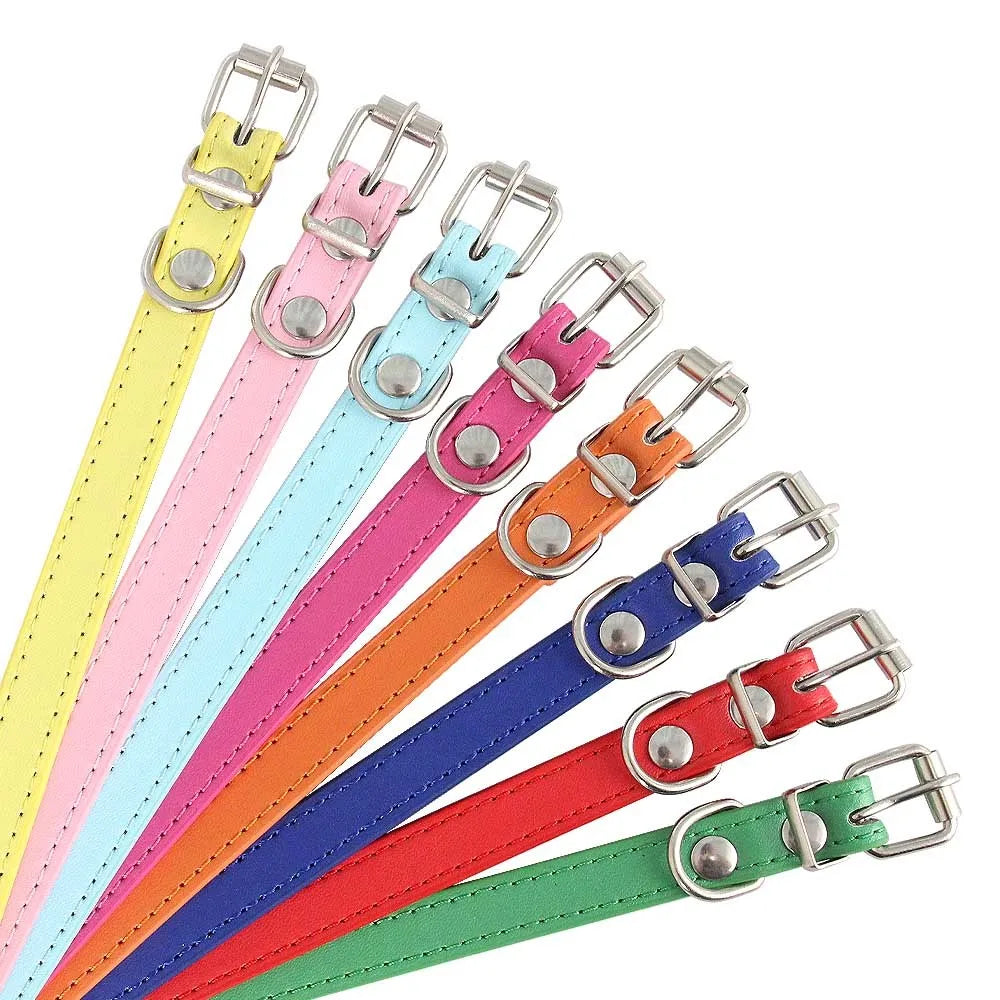 Colorful Leather Puppy Cat Collar