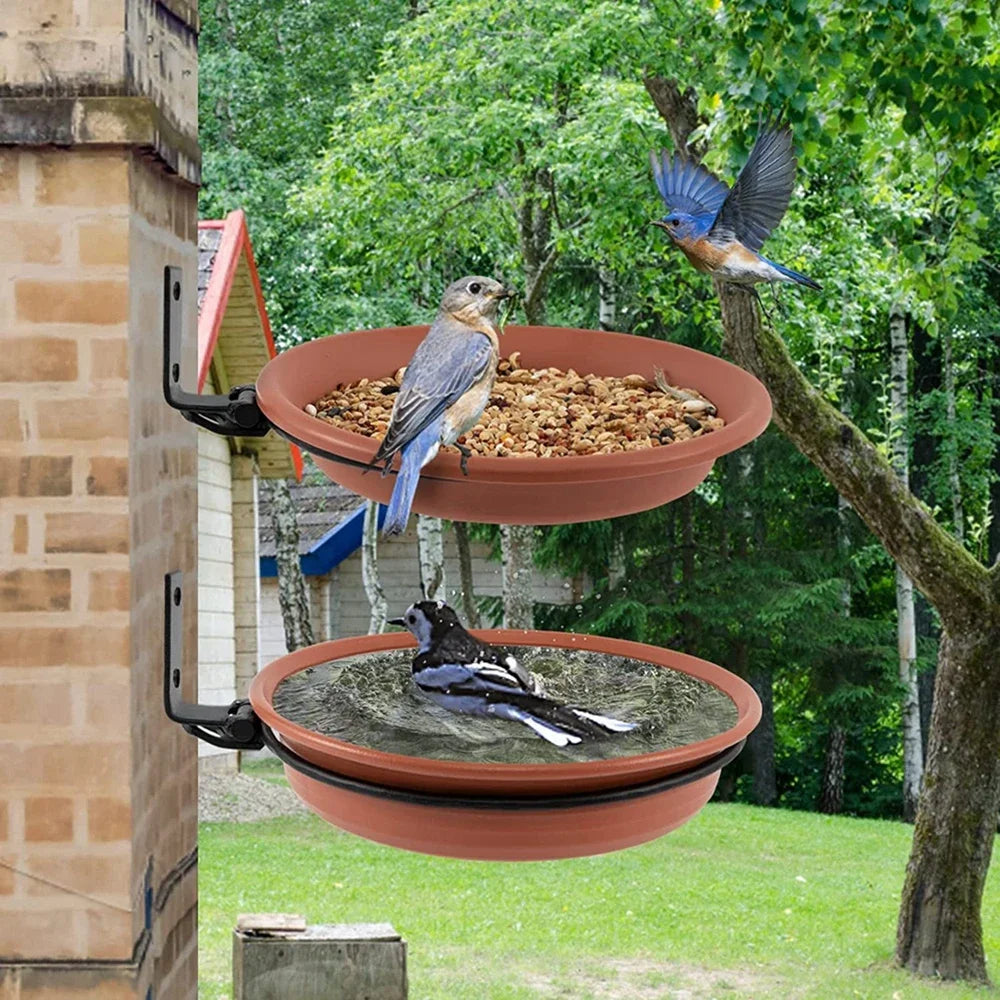 Tree Mounted Bird Feeder Birds Bath Bowl
