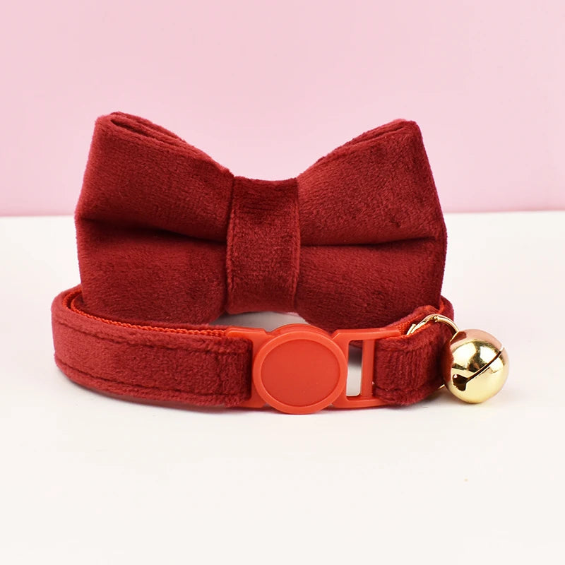 Velvet Cat Collar with Bowknot