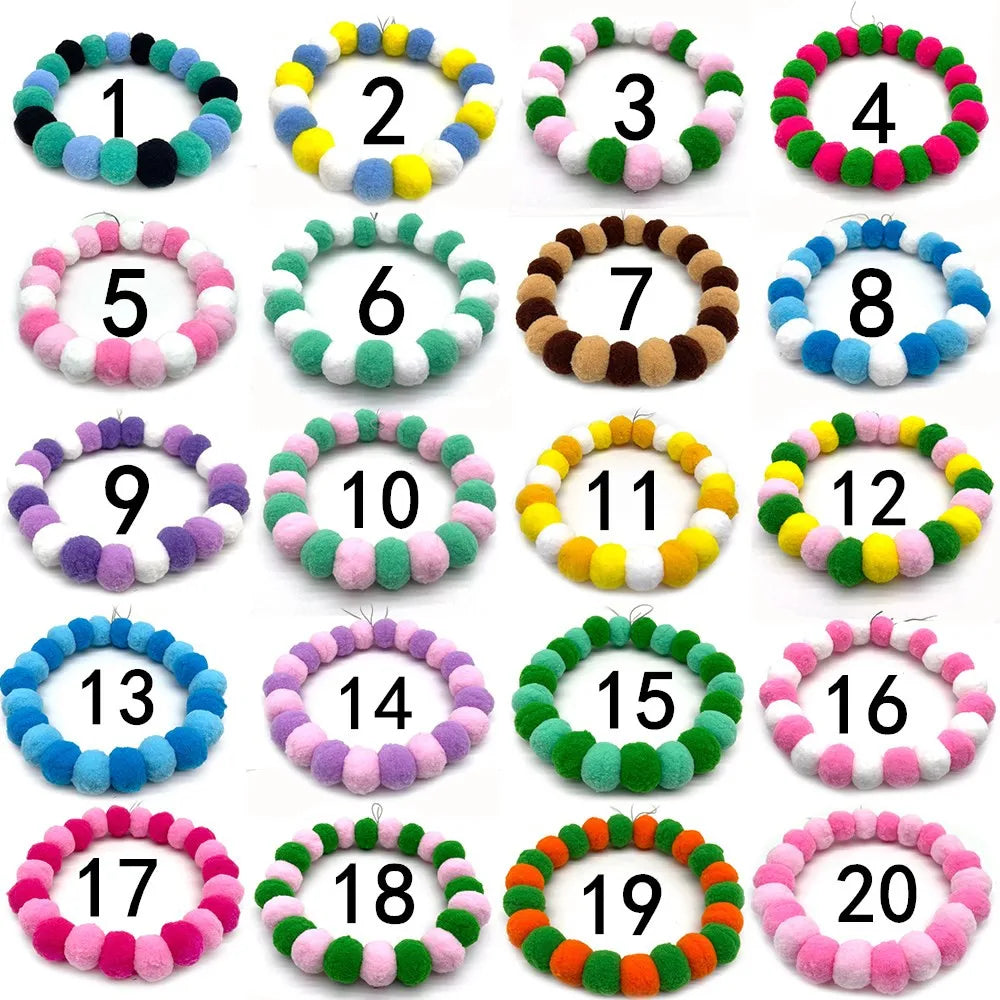 30pcs  Tie Rainbow Flower Hair Ball