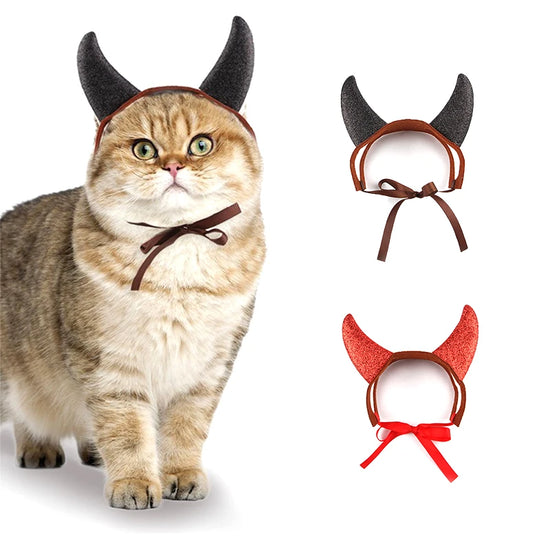 Halloween Ox Horn Headband for Cats