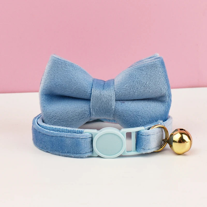 Velvet Cat Collar with Bowknot