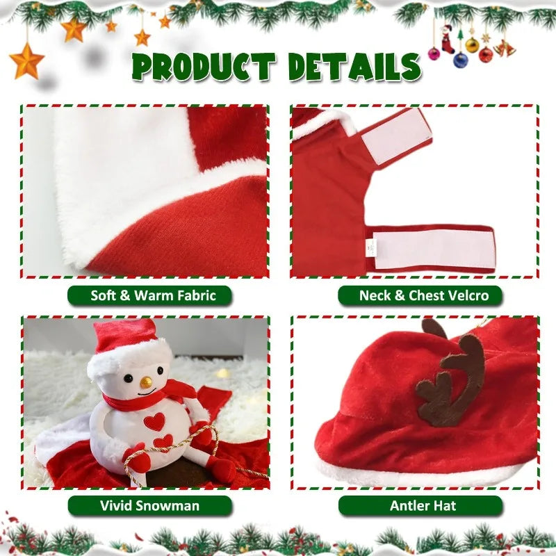 Christmas Pet Clothes Snowman Riding on Dog