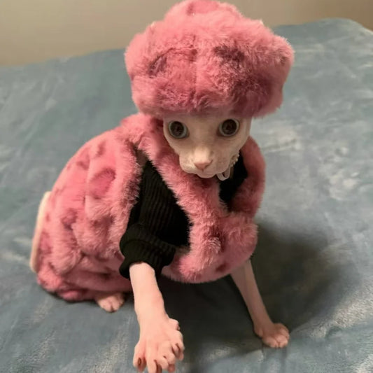 Sphynx Cat Clothing Warm Fleece 4-legged thick Coat