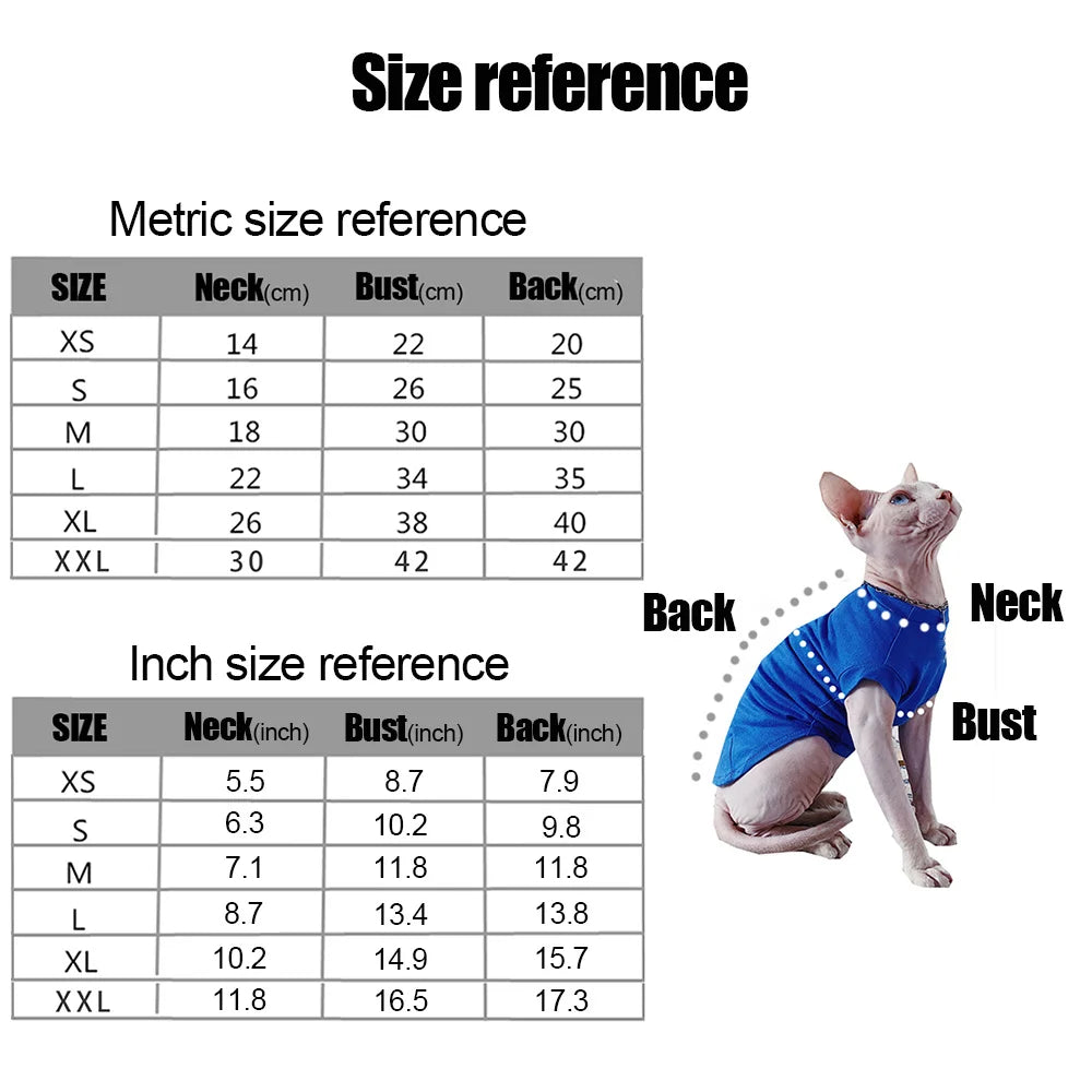 Sphinx Hairless Cat Clothes Deven Breathable T-shirt For Cats Stretch Fabric Clothing For Kitten Pet Shirt Coats For Puppy