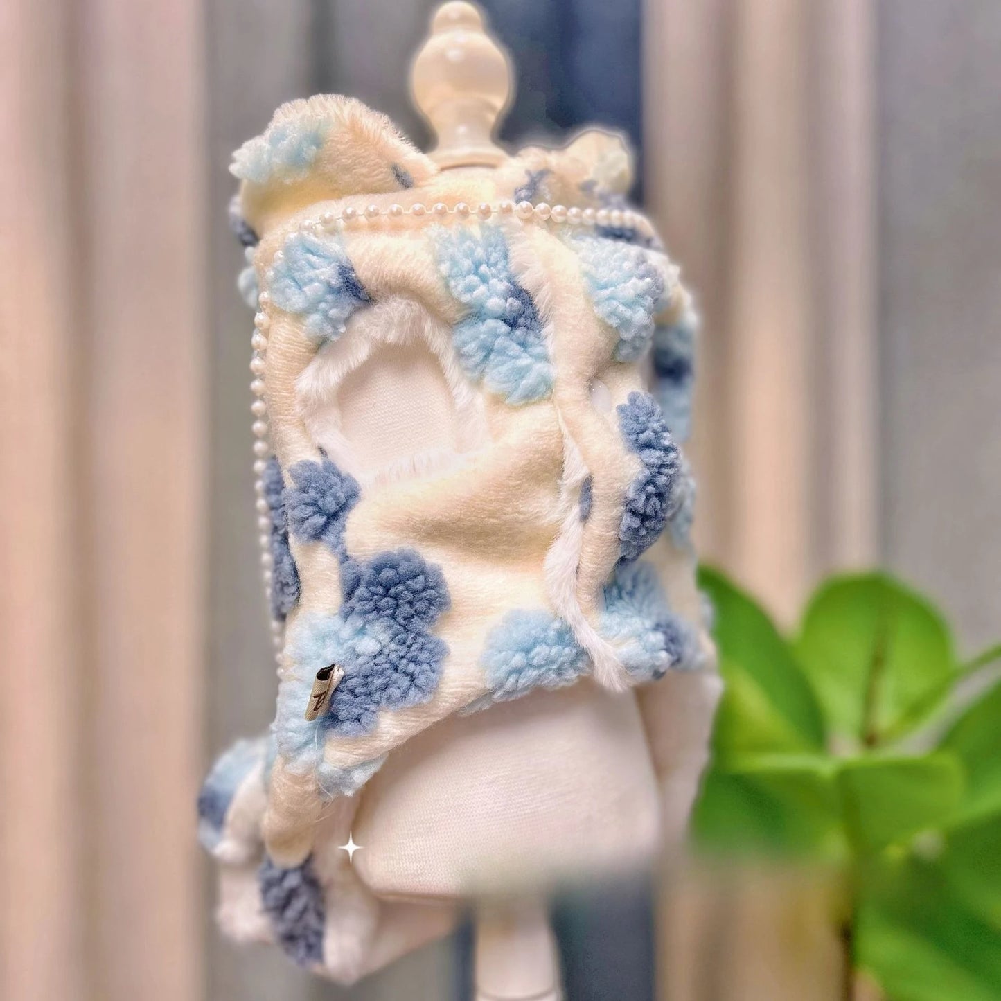 Pet Autumn/Winter Lamb Fleece Flower Dress