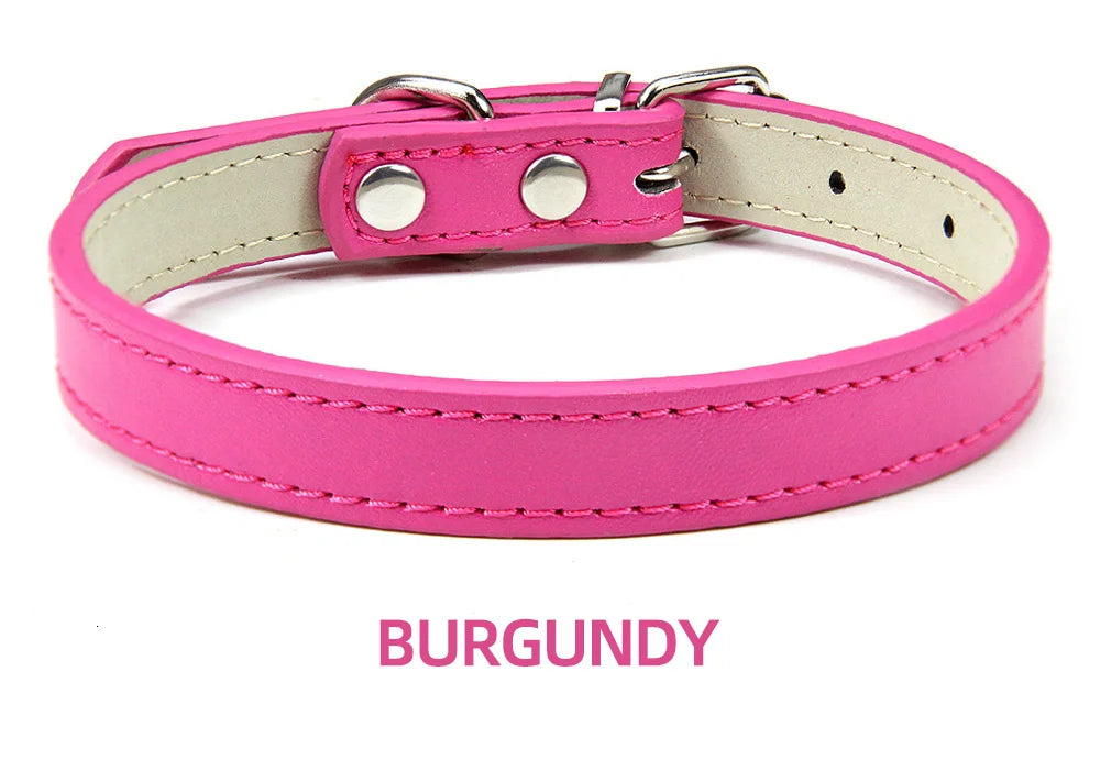 Soft Leather Solid Dog Collar