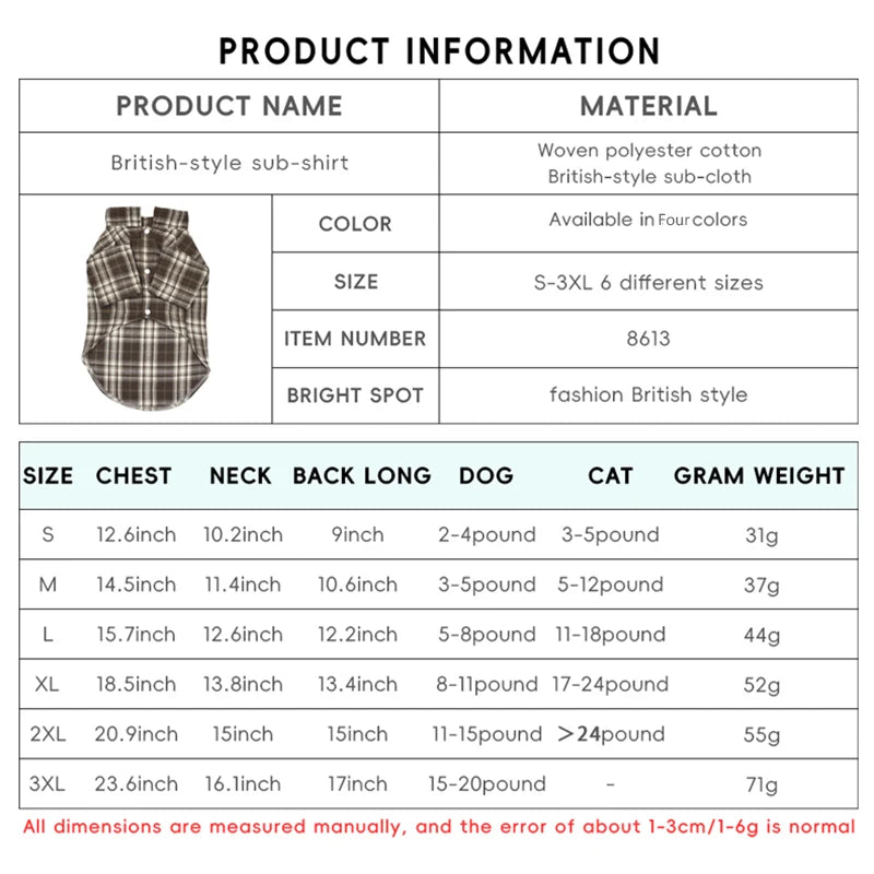 British Style Cat Dog Shirt