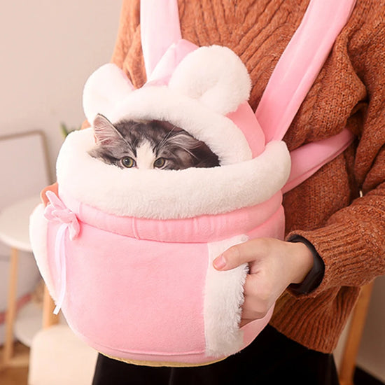 Pet Carrier Bag Cat Dogs Plush Backpack