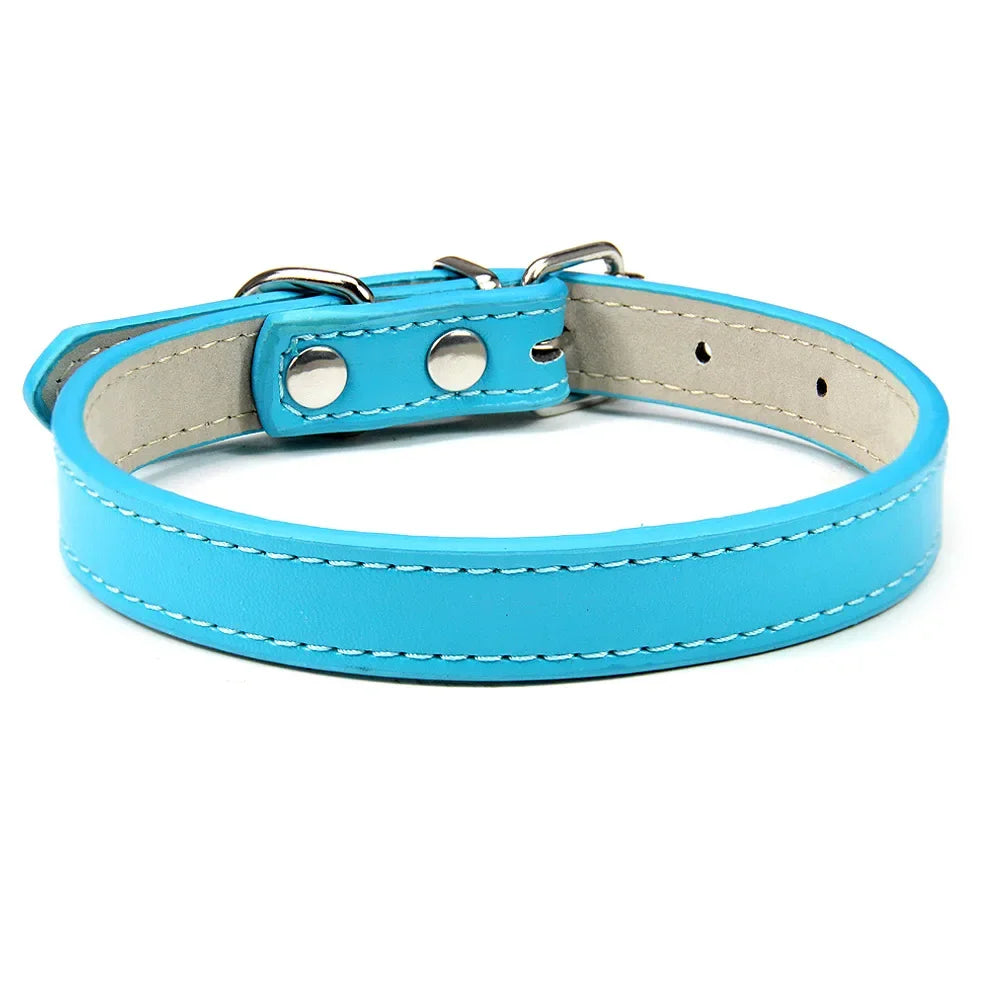 Soft Leather Solid Dog Collar