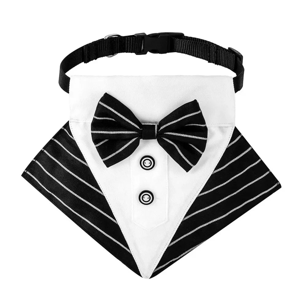 Dog Formal Bandana Tuxedo Scarf with Bow Tie