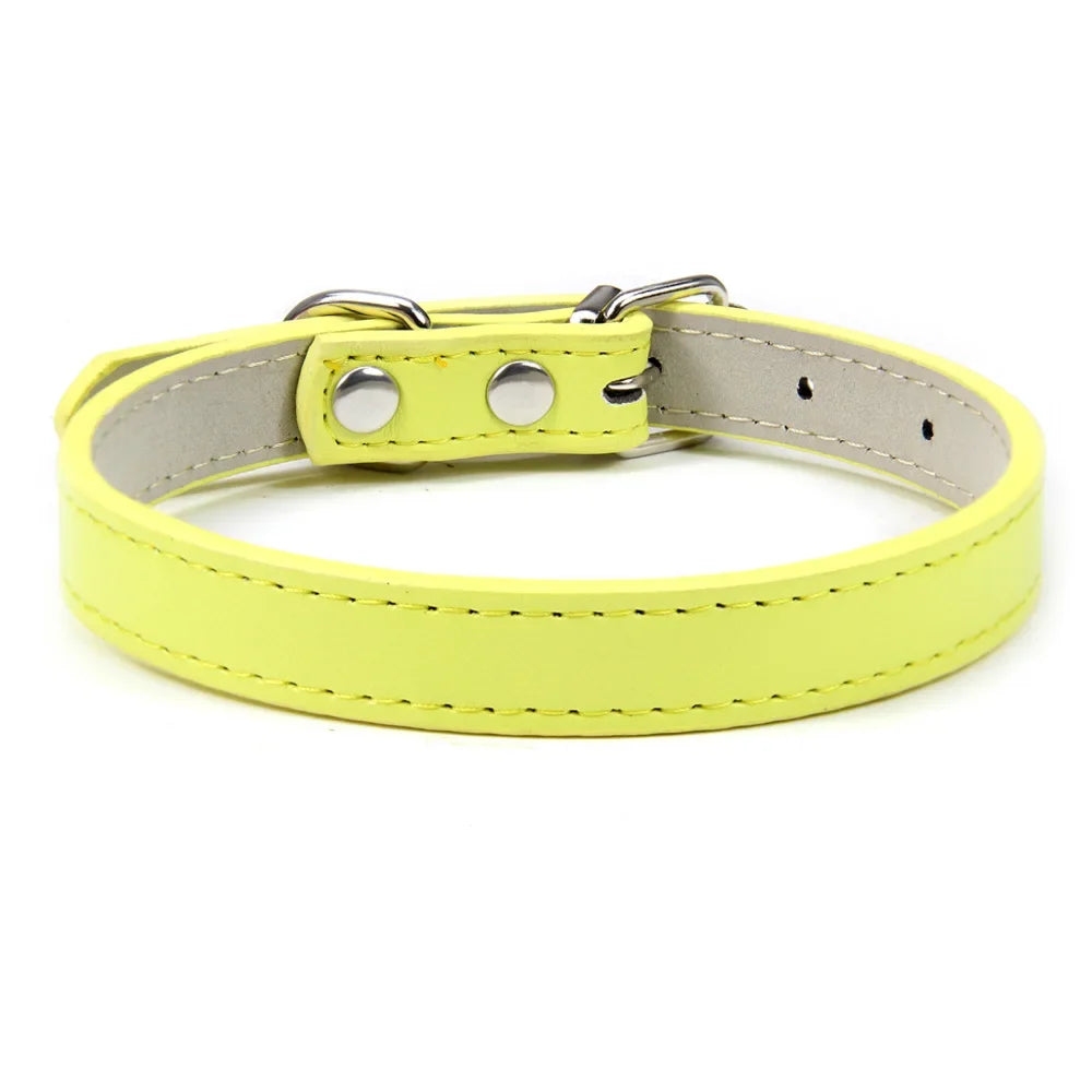 Soft Leather Solid Dog Collar