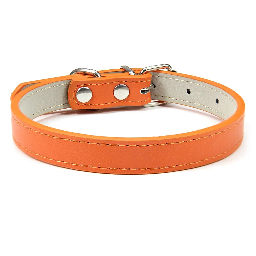 Soft Leather Solid Dog Collar
