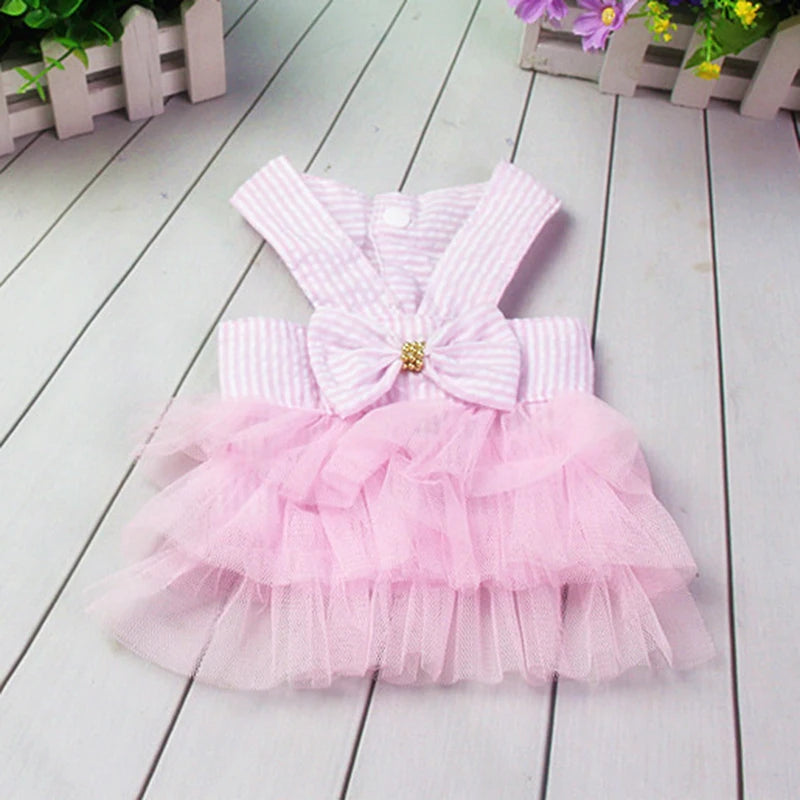 Spring Summer Stripe Sphynx Cat Bow Skirt