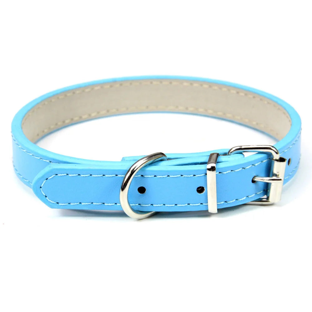 Soft Leather Solid Dog Collar